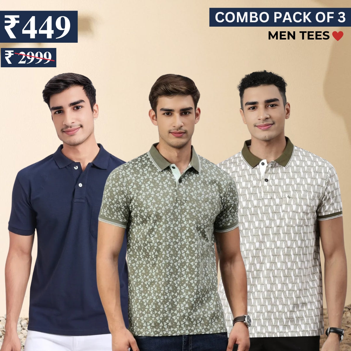 Casual Cool: 3 Essential Combo Tees for Men | C-11