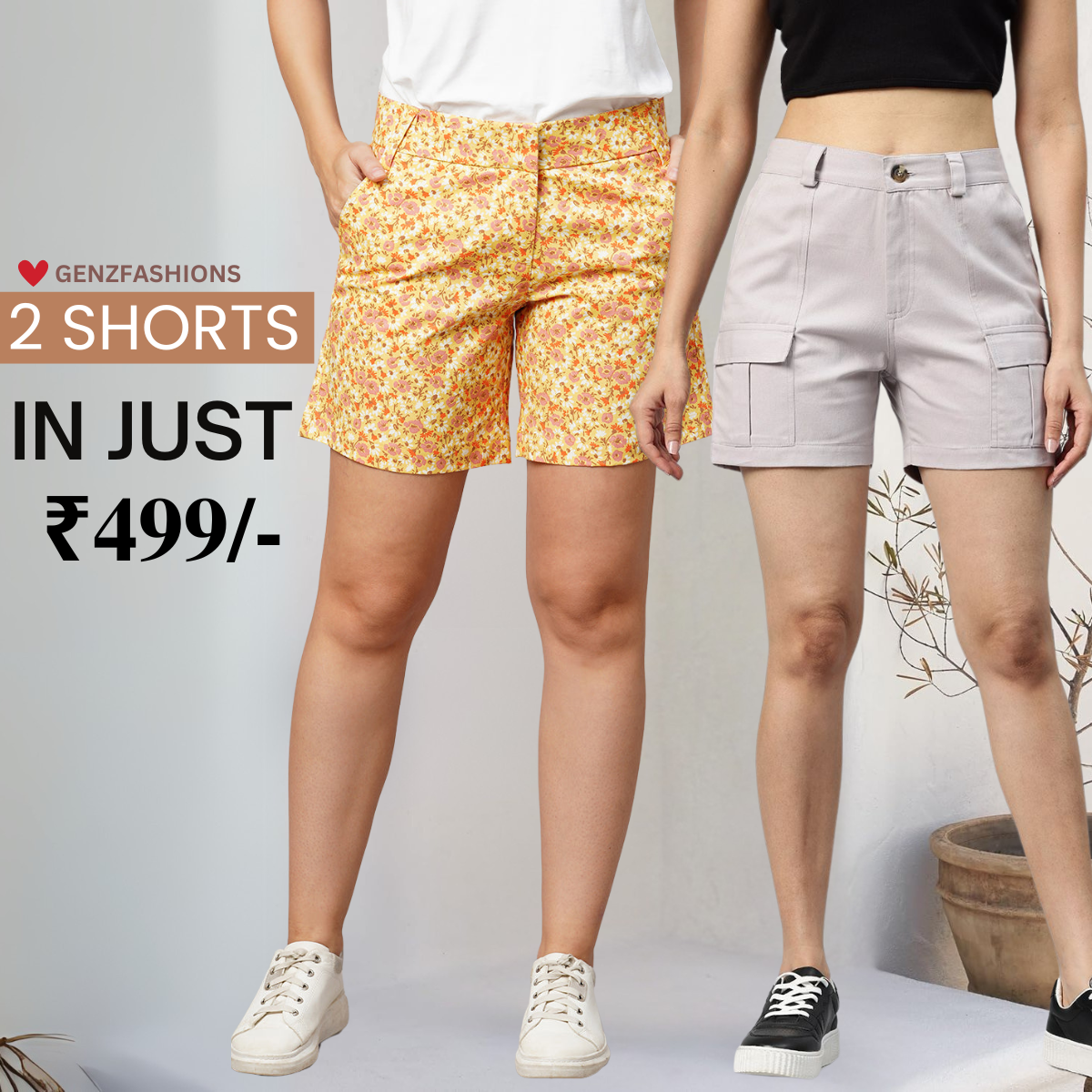 Gorgeous Floral Print Shorts for Women - Regular Fit Cotton