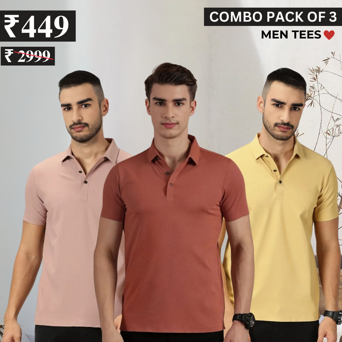 Casual Cool: 3 Essential Combo Tees for Men | C-12