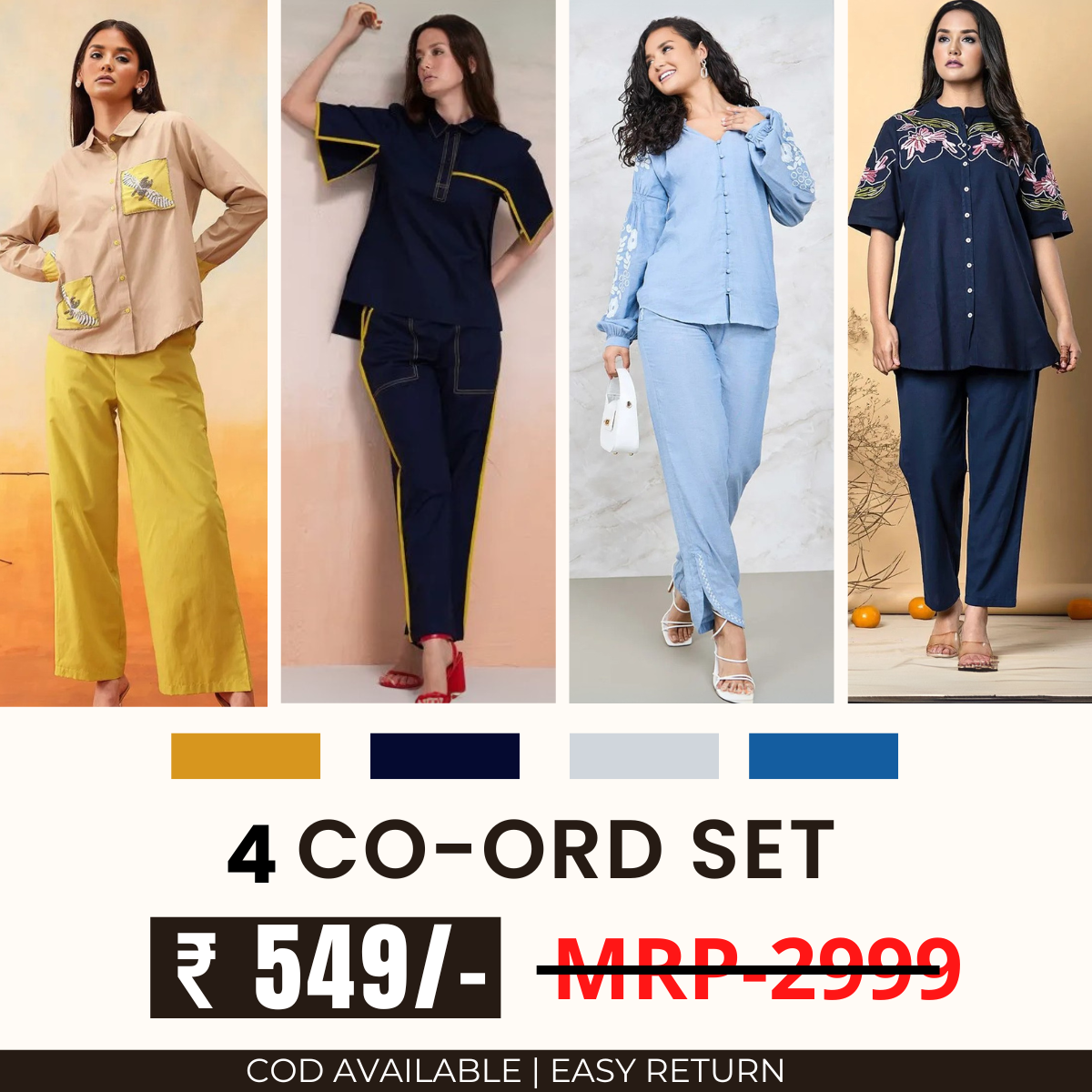 Stylish & Versatile 4 Co-ord Set Combo for Women