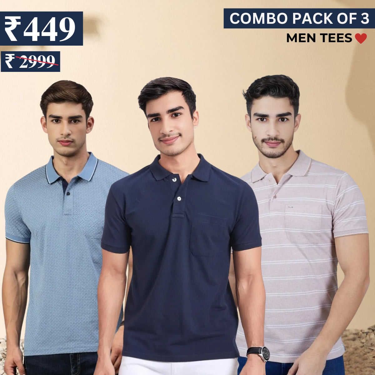 Casual Cool: 3 Essential Combo Tees for Men | C-13