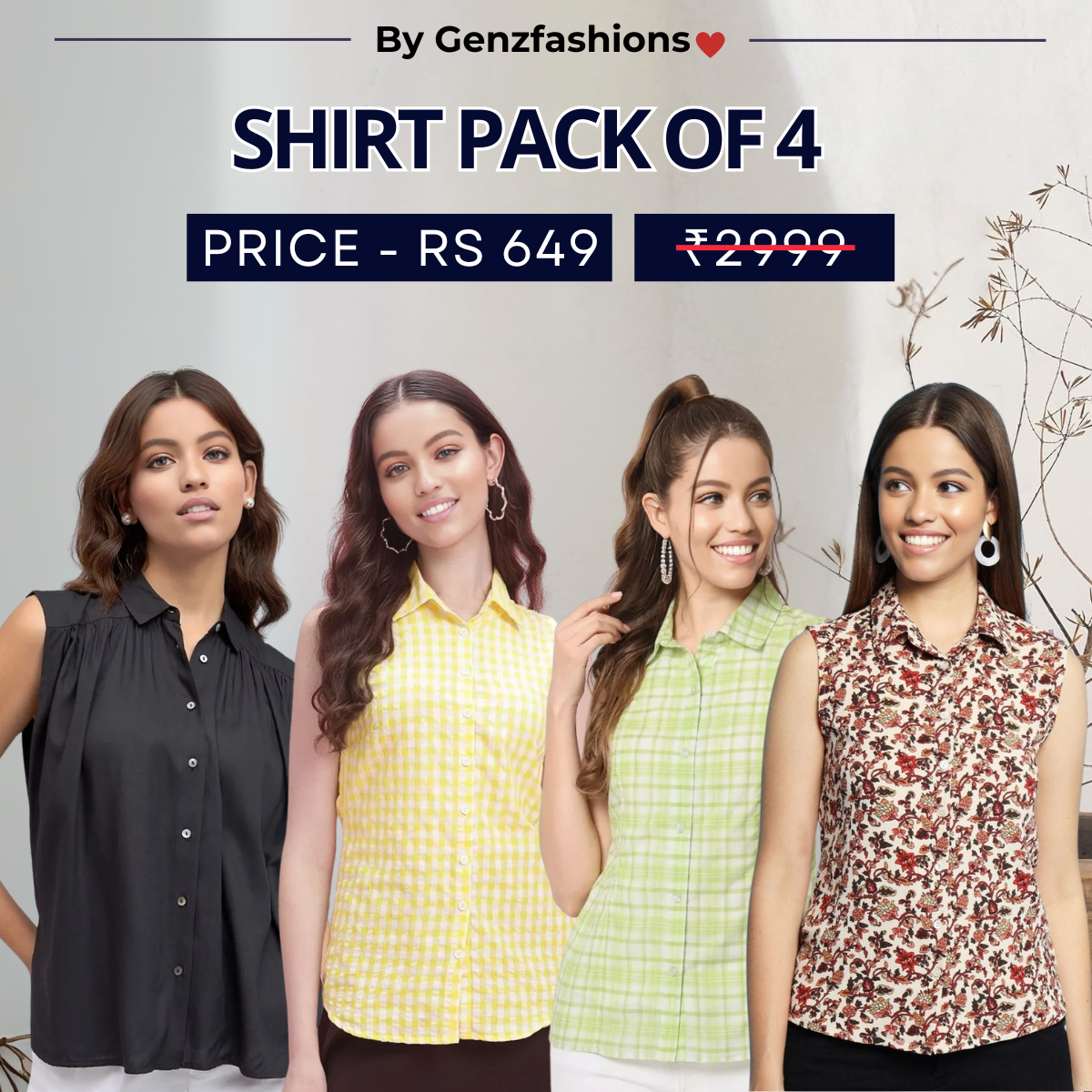Pack of 4 Premium Sleeveless Shirts | Premium Printed Shirt