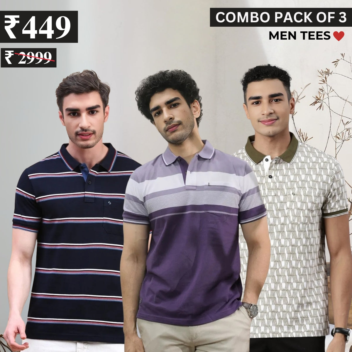 Casual Cool: 3 Essential Combo Tees for Men | C-14