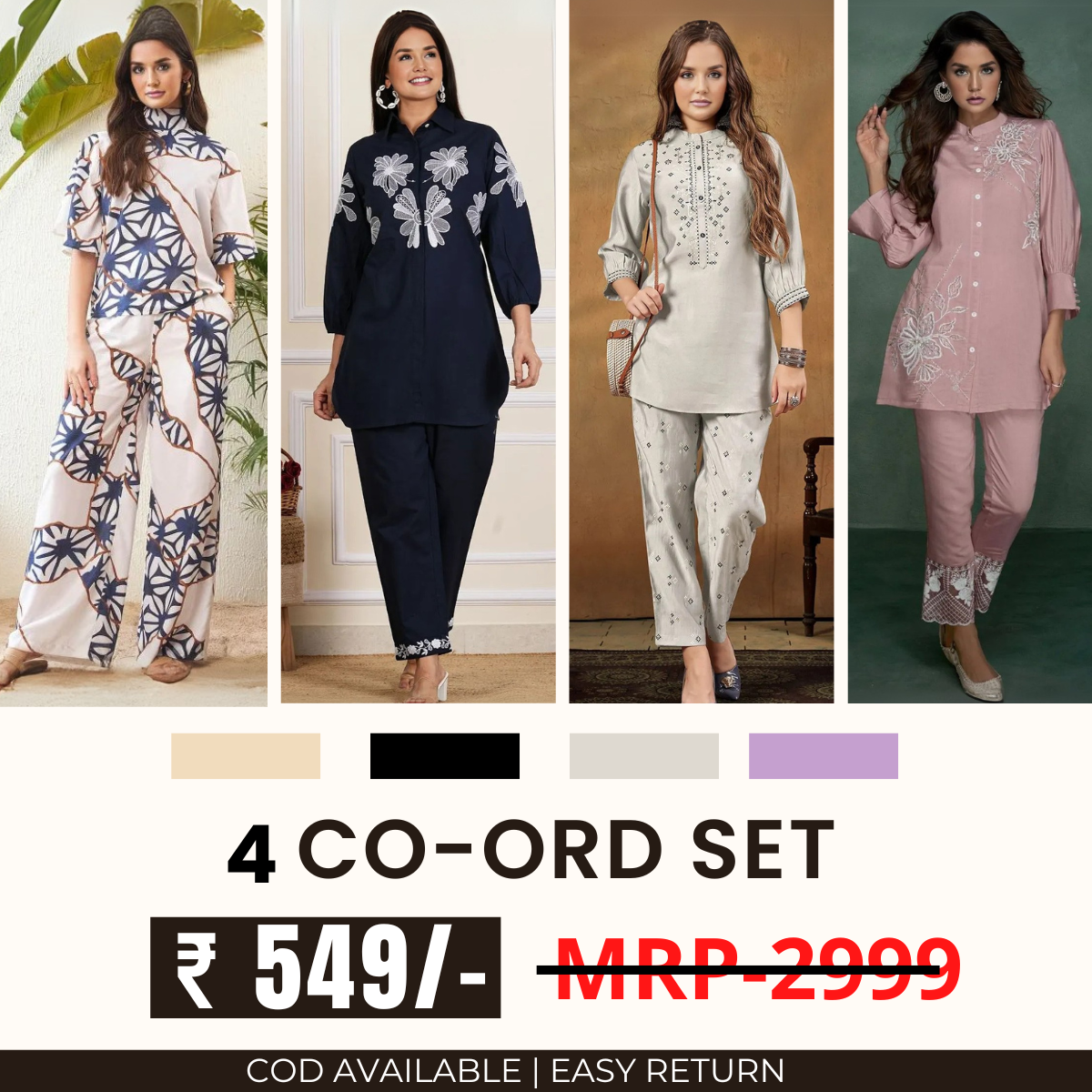 Stylish & Versatile 4 Co-ord Set Combo for Women