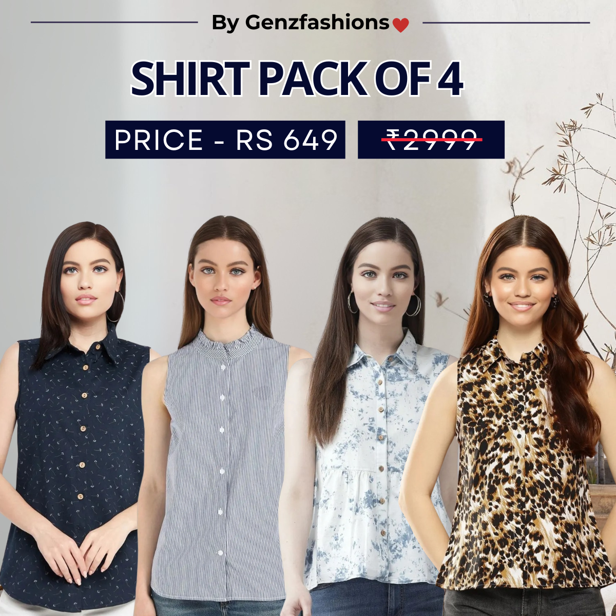 Pack of 4 Premium Sleeveless Shirts | Premium Printed Shirt
