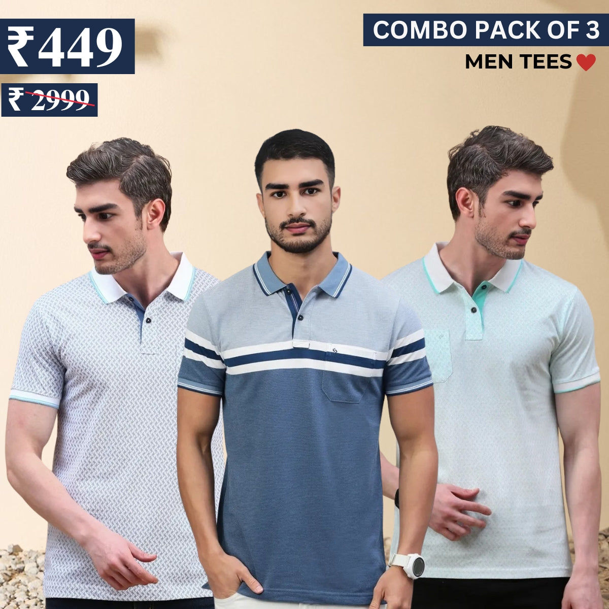 Casual Cool: 3 Essential Combo Tees for Men | C-15
