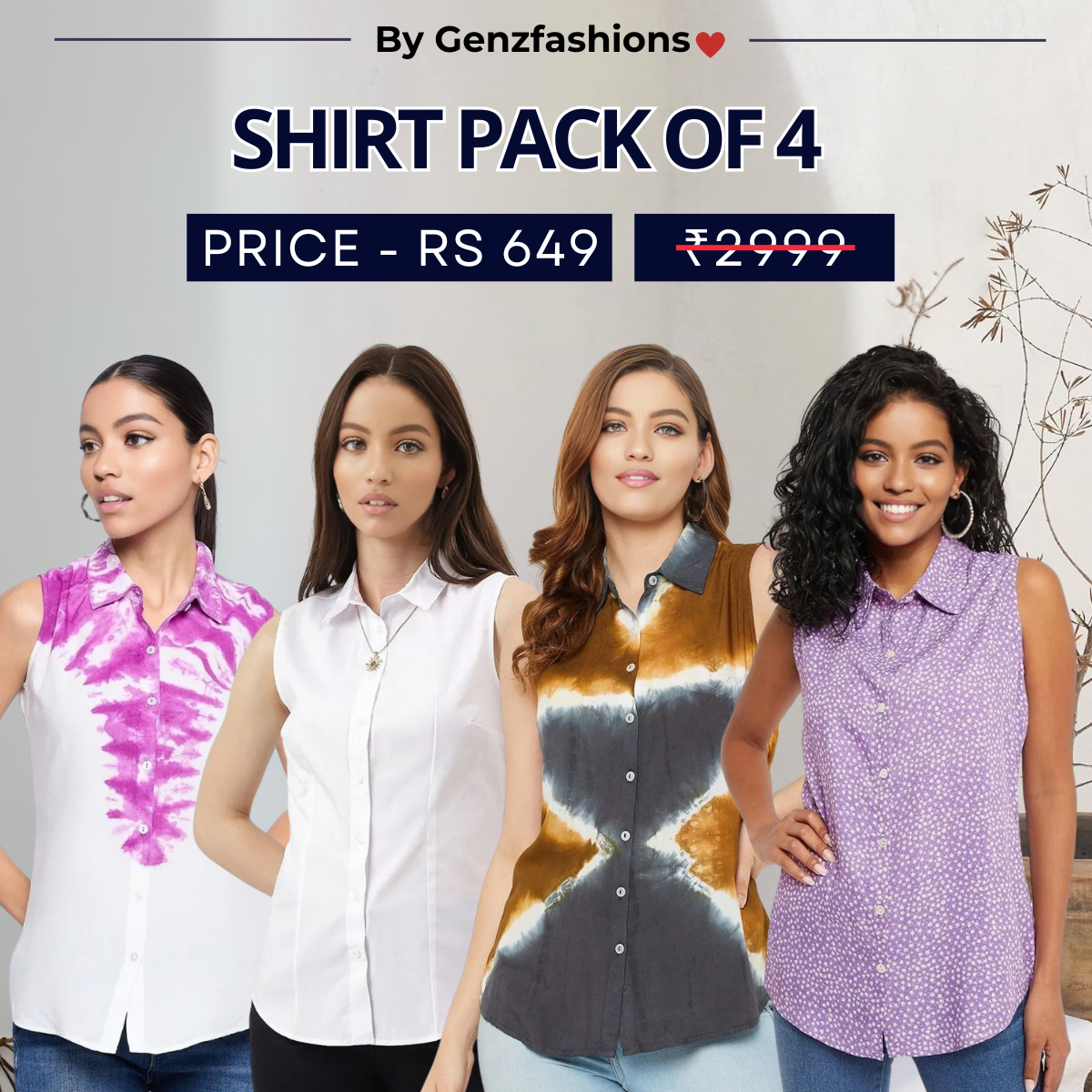 Pack of 4 Premium Sleeveless Shirts | Premium Printed Shirt