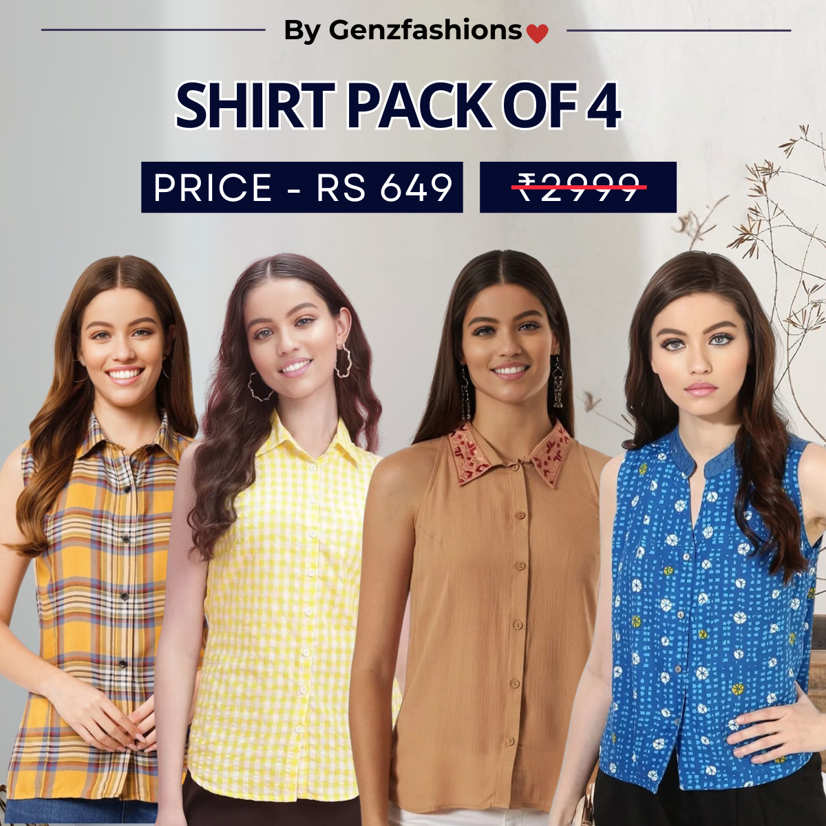 Pack of 4 Premium Sleeveless Shirts | Premium Printed Shirt