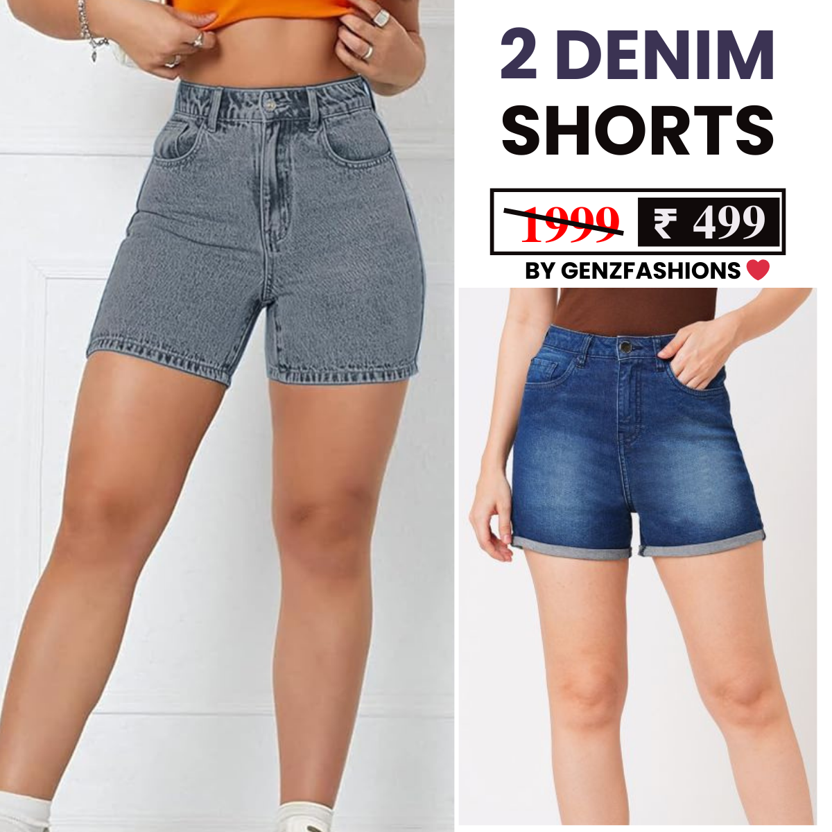 Combo Pack: 2 Women's Denim Shorts