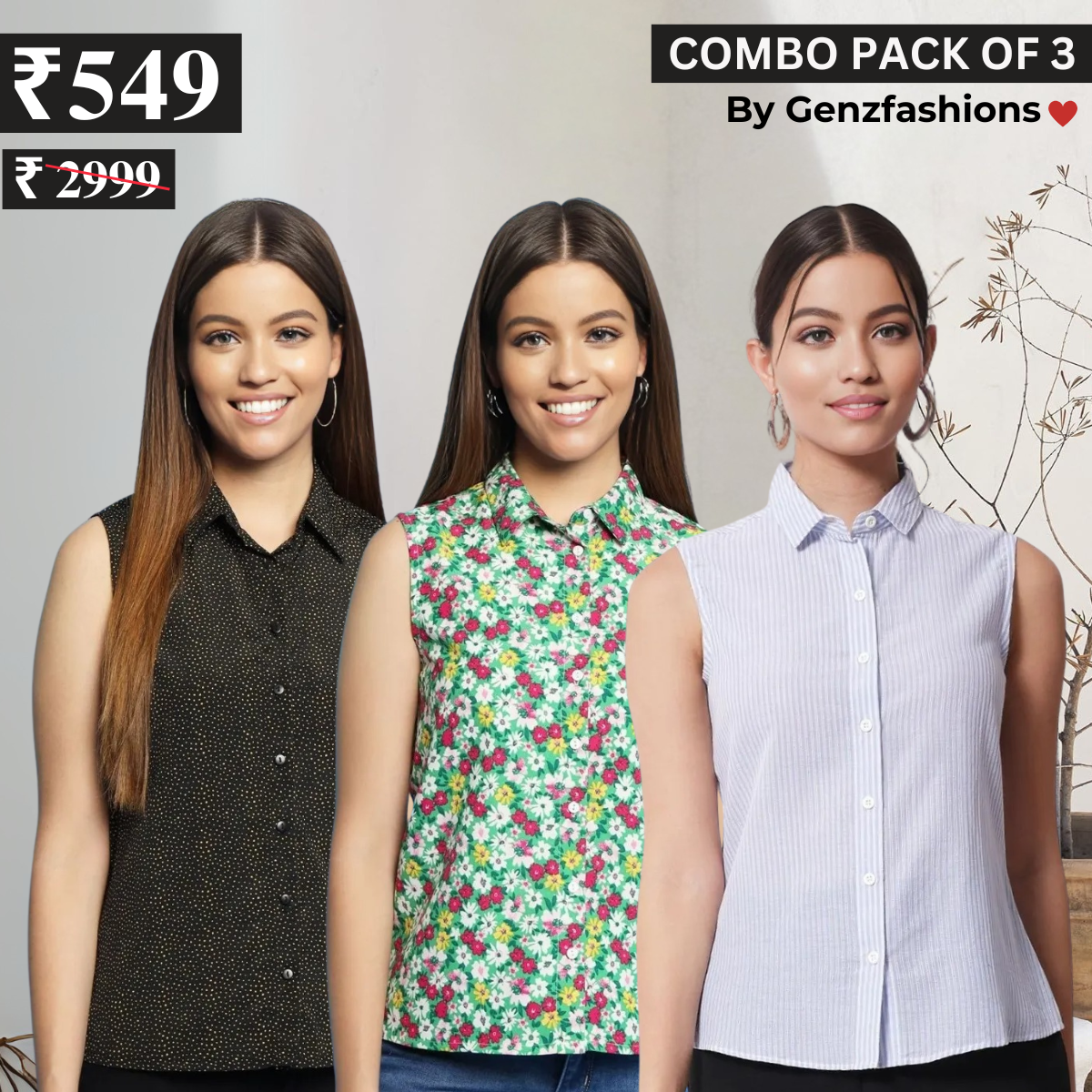 Essential 3-Pack Sleeveless Shirts for Women β Comfort Meets Style