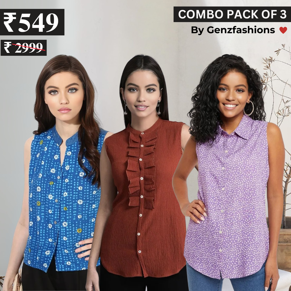 Essential 3-Pack Sleeveless Shirts for Women β Comfort Meets Style