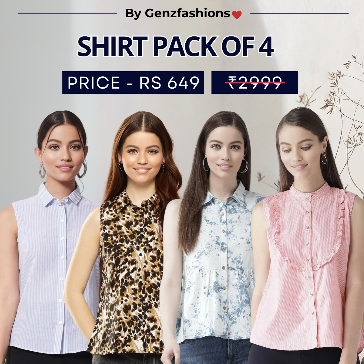 Pack of 4 Premium Sleeveless Shirts | Premium Printed Shirt