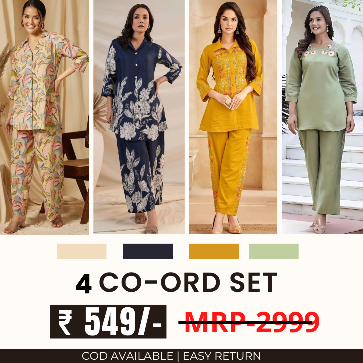 Stylish & Versatile 4 Co-ord Set Combo for Women