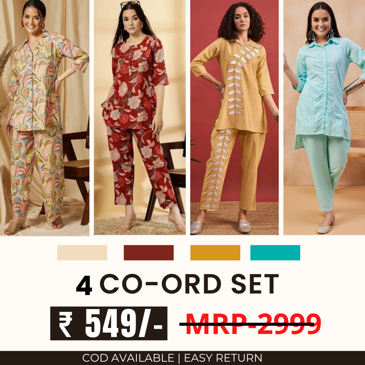 Stylish & Versatile 4 Co-ord Set Combo for Women