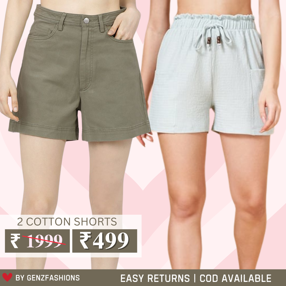 Gorgeous Regular Fit Cotton Shorts for Women | Pack Of 2