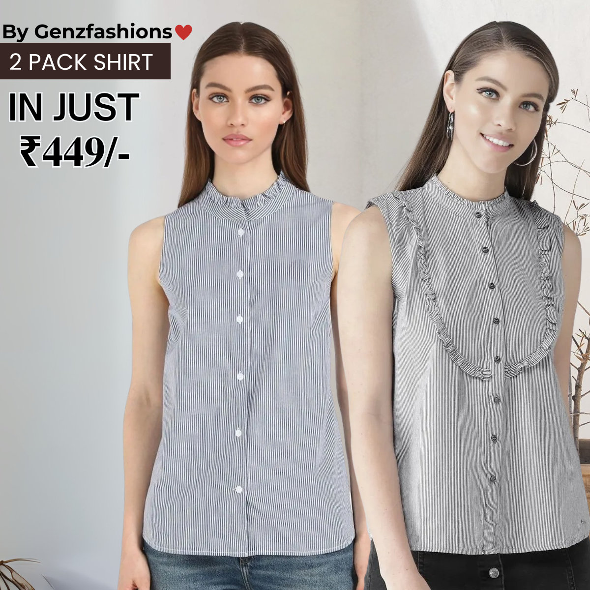 2 Combo Pack Printed Sleeveless Shirts for Every Occasion