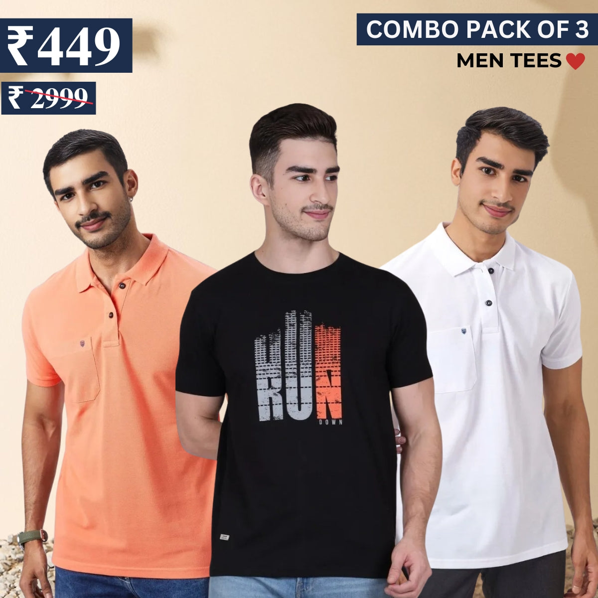Casual Cool: 3 Essential Combo Tees for Men | C-03