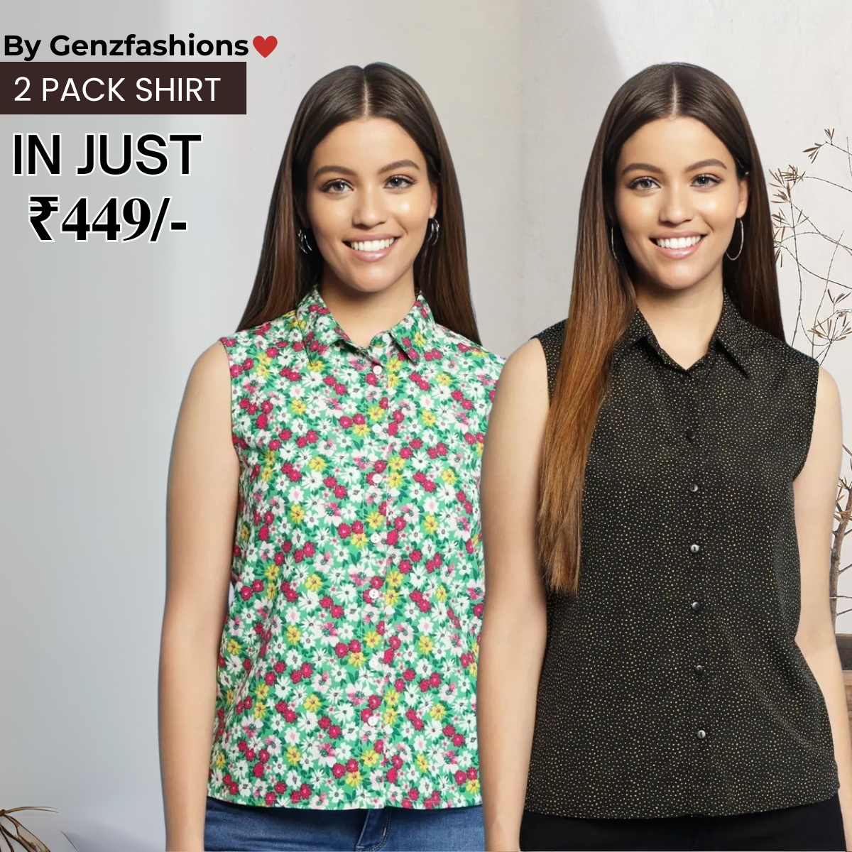 2 Combo Pack Printed Sleeveless Shirts for Every Occasion