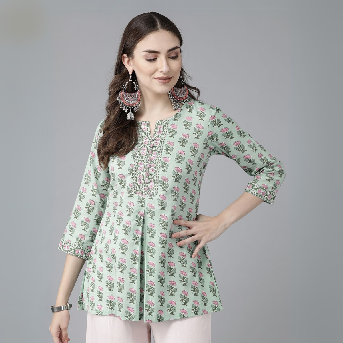 2-Pack Cotton Short Kurtis | Summer Cotton Bliss | 3/4 Sleeve