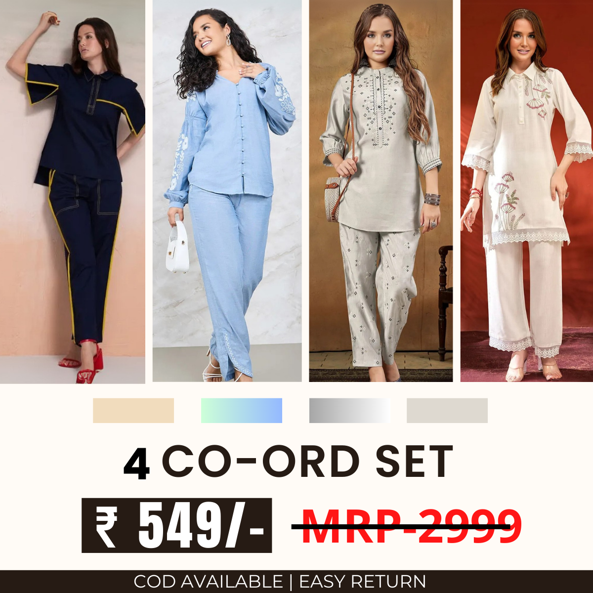Stylish & Versatile 4 Co-ord Set Combo for Women
