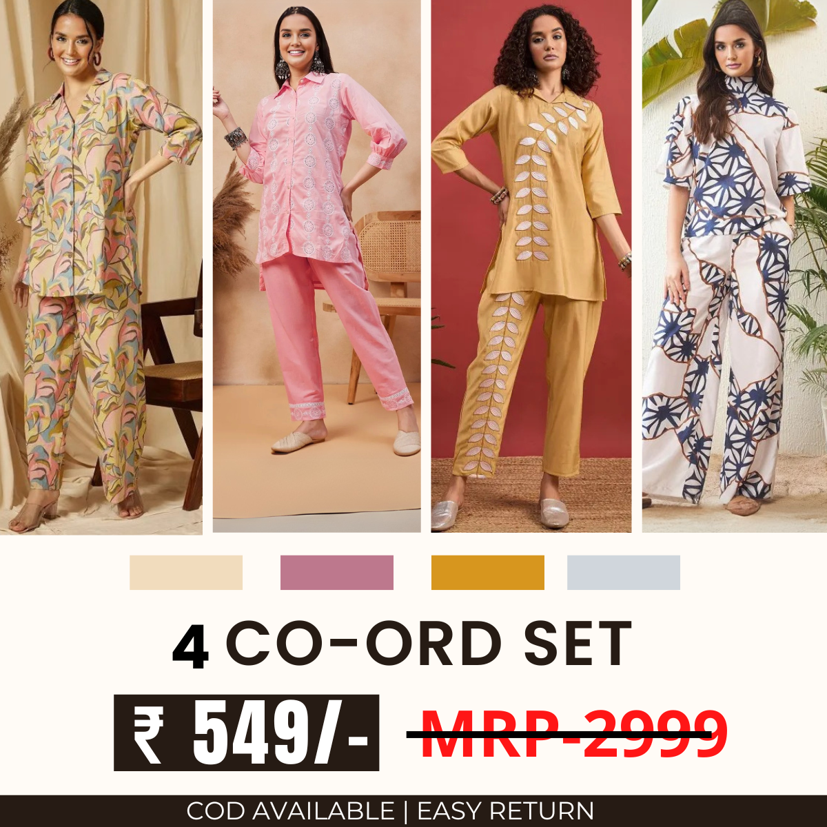 Stylish & Versatile 4 Co-ord Set Combo for Women
