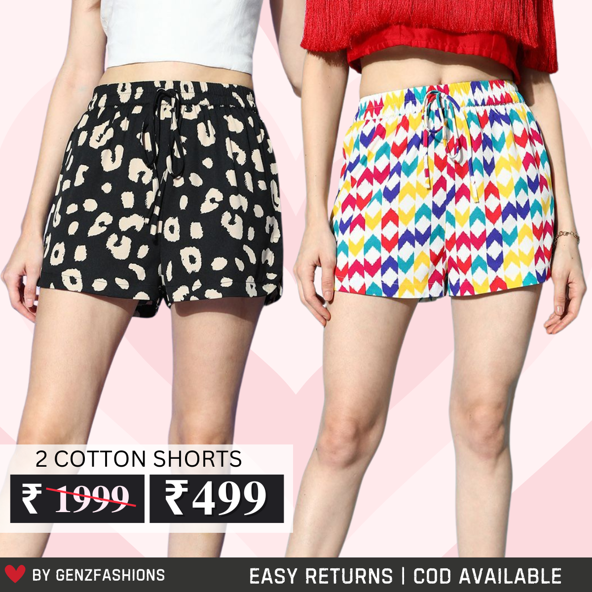 Gorgeous Floral Printed Regular Fit Cotton Shorts for Women | Pack Of 2
