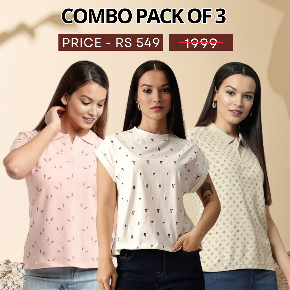 Perfect Fit, Perfect Pack: 3 Stylish Tees for Women