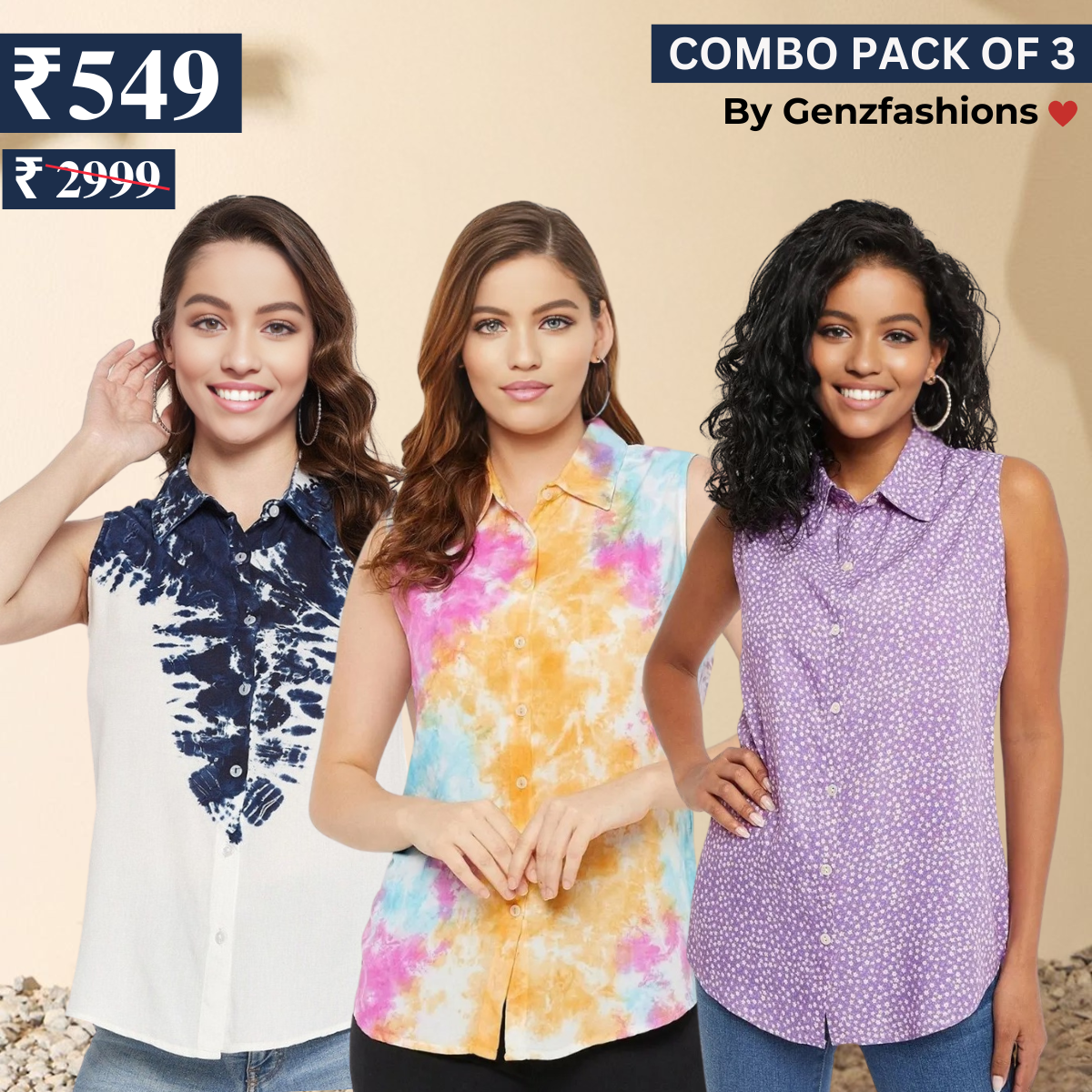 Essential 3-Pack Sleeveless Shirts for Women β Comfort Meets Style