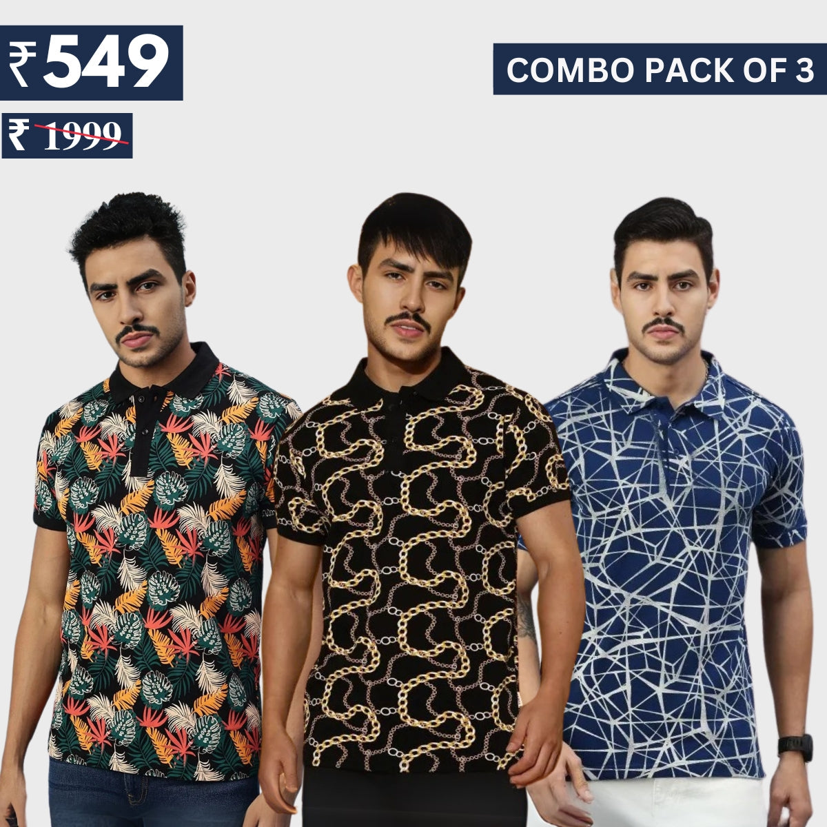Combo Pack Of 3 | Men's Polo T-Shirts | Stylish & Comfortable