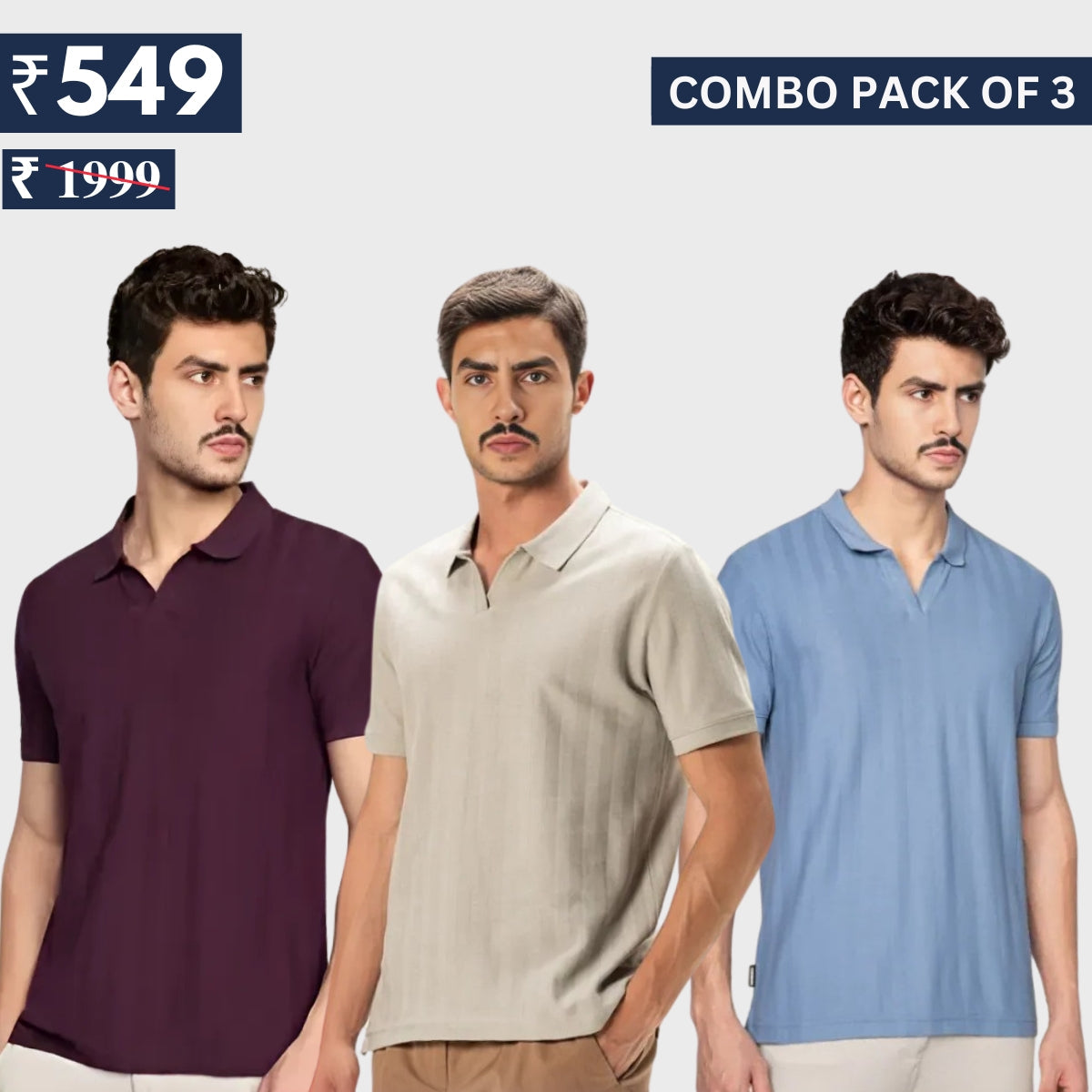 Combo Pack Of 3 | Men's Polo T-Shirts | Stylish & Comfortable