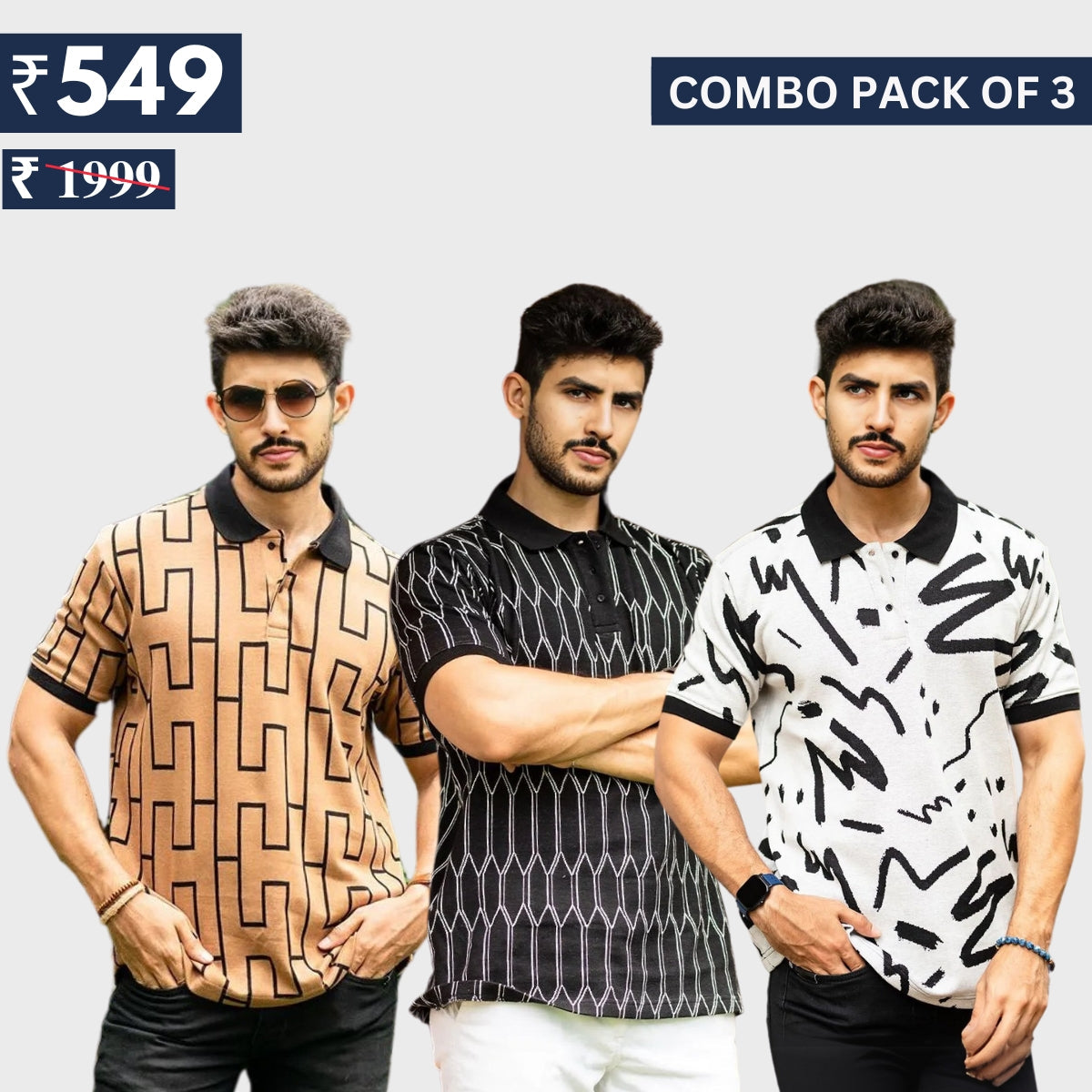 Combo Pack Of 3 | Men's Polo T-Shirts | Stylish & Comfortable