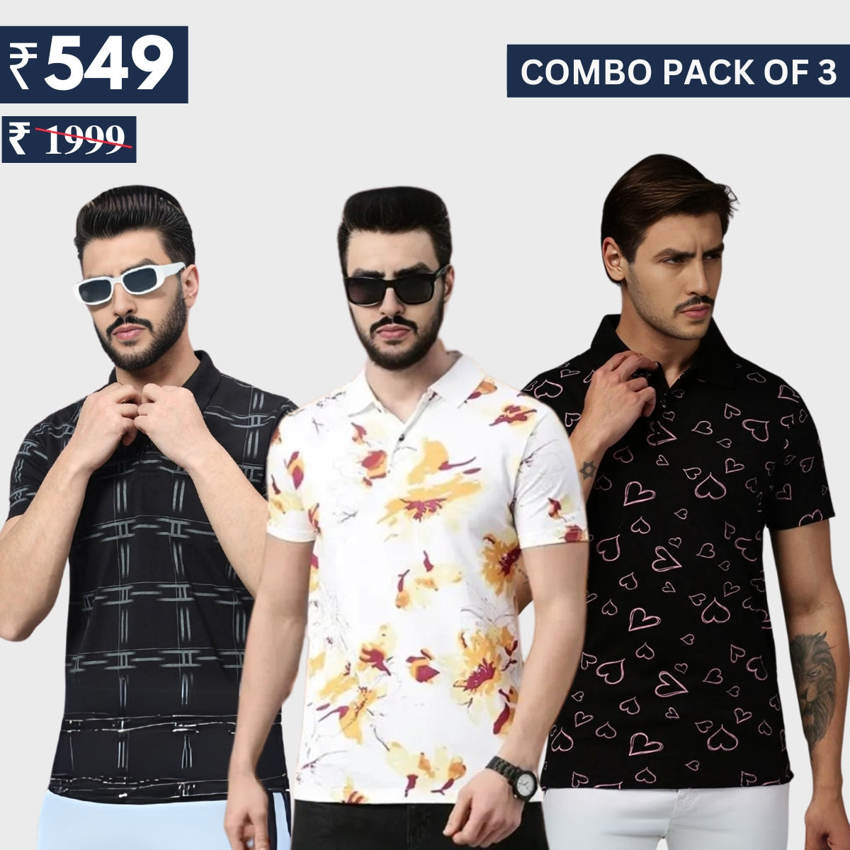 Combo Pack Of 3 | Men's Polo T-Shirts | Stylish & Comfortable