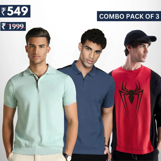 Combo Pack Of 3 | Men's Polo T-Shirts | Stylish & Comfortable