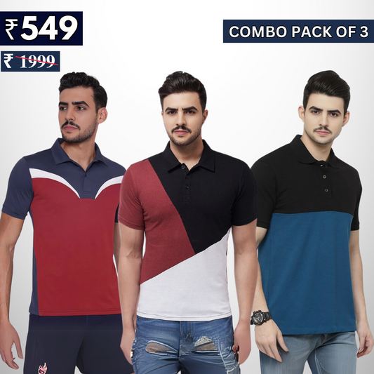 Combo Pack Of 3 | Men's Polo T-Shirts | Stylish & Comfortable