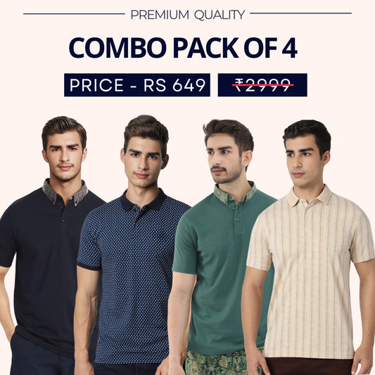 Combo Pack Of 4|Men's Style & Comfort Premium T-Shirts | Half Sleeves