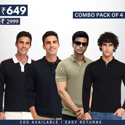 Men's Style & Comfort Premium T-Shirts | Combo Pack Of 4