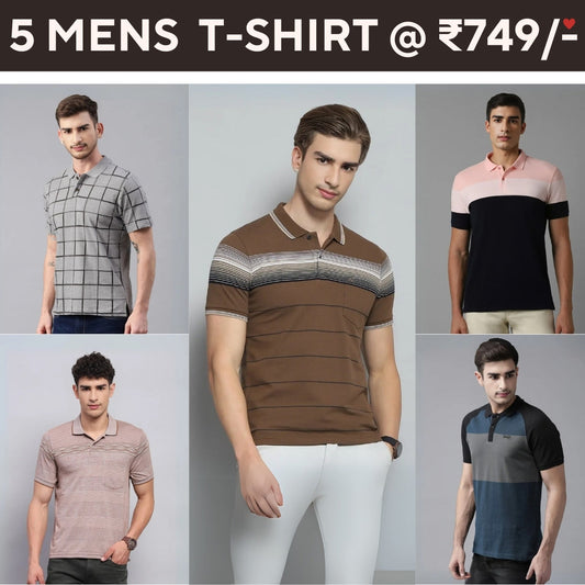 Style with a 5-Pack of Premium Half-Sleeve T-Shirts for Men