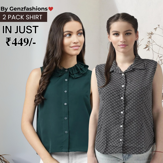 2 Combo Pack Printed Sleeveless Shirts for Every Occasion