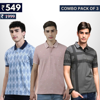 Combo Pack Of 3 | Men's Polo T-Shirts | Stylish & Comfortable