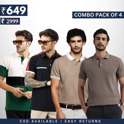 Men's Style & Comfort Premium T-Shirts | Half Sleeves | Combo Pack Of 4