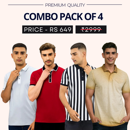 Combo Pack Of 4|Men's Style & Comfort Premium T-Shirts | Half Sleeves