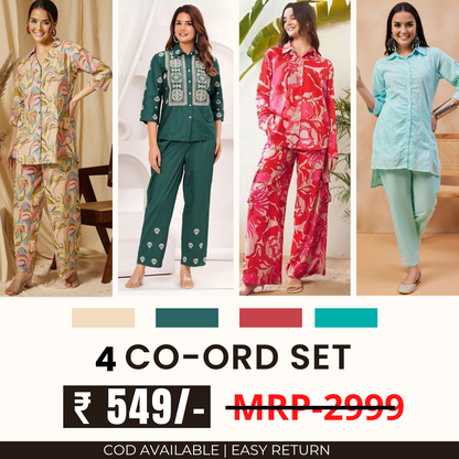 Stylish & Versatile 4 Co-ord Set Combo for Women