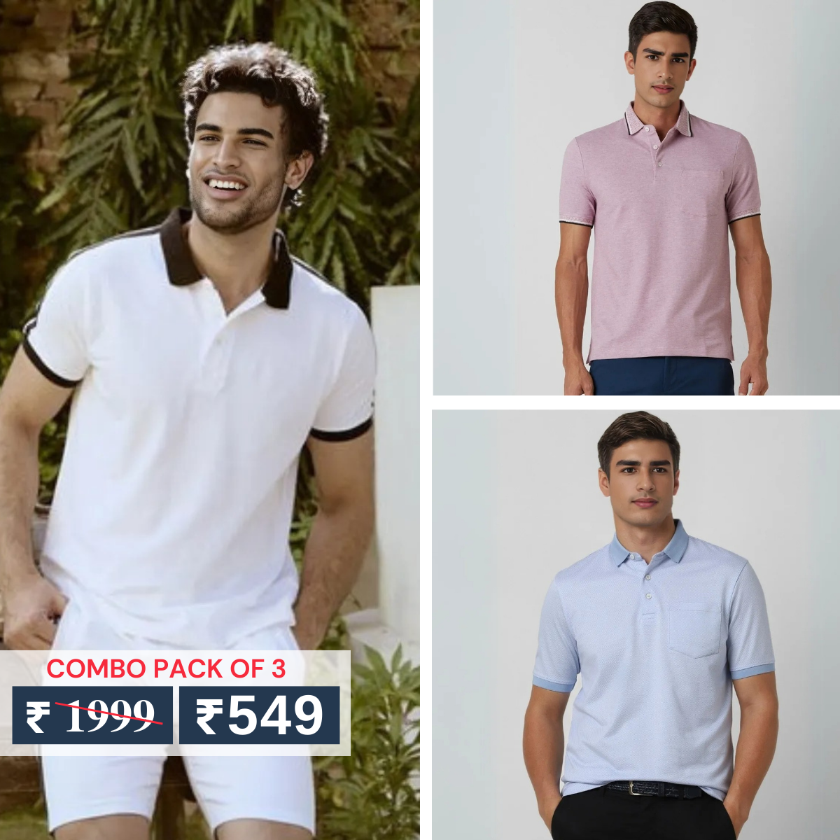 Combo Pack Of 3 | Men's Polo T-Shirts | Stylish & Comfortable