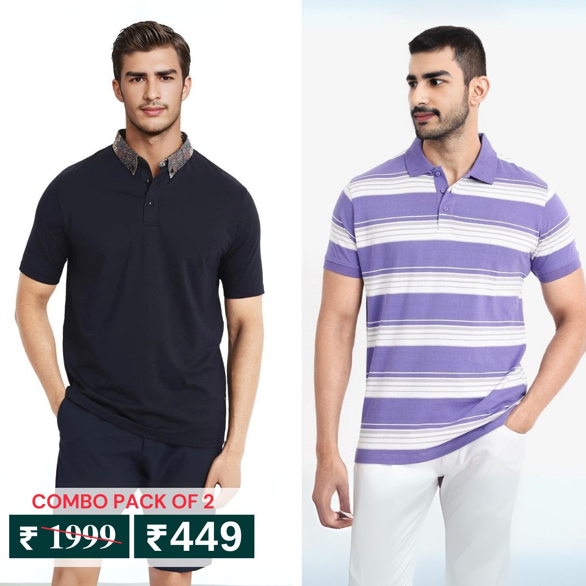 Pack of 2 Polo T- Shirts Classic Comfort : For Every Occasion