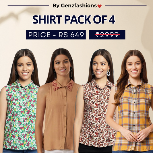 Pack of 4 Premium Sleeveless Shirts | Premium Printed Shirt