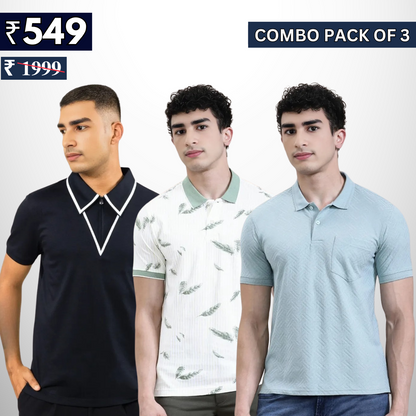 Combo Pack Of 3 | Men's Polo T-Shirts | Stylish & Comfortable