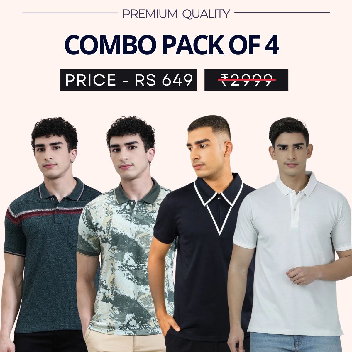 Combo Pack Of 4|Men's Style & Comfort Premium T-Shirts | Half Sleeves