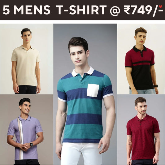 Style with a 5-Pack of Premium Half-Sleeve T-Shirts for Men