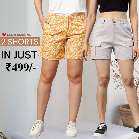 Gorgeous Floral Print Shorts for Women - Regular Fit Cotton