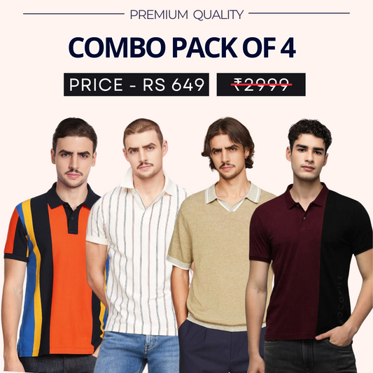 Combo Pack Of 4|Men's Style & Comfort Premium T-Shirts | Half Sleeves